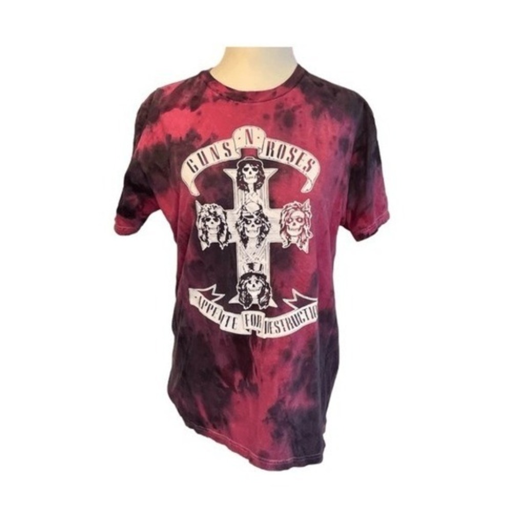 Guns N' Roses Appetite For‎ Destruction Graphic Tee Pink Purple Tie Dye Crewneck